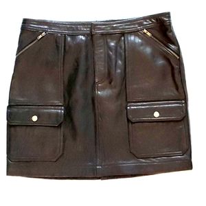 Ralph Lauren Black Leather Skirt with Pockets
